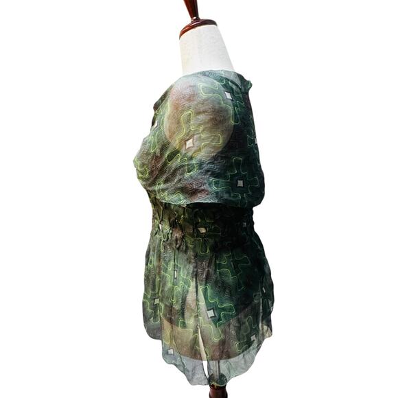 Max Studio Sheer Silk Geometric Blouse w/ Cami | Size M‎ | NWT - Picture 3 of 8